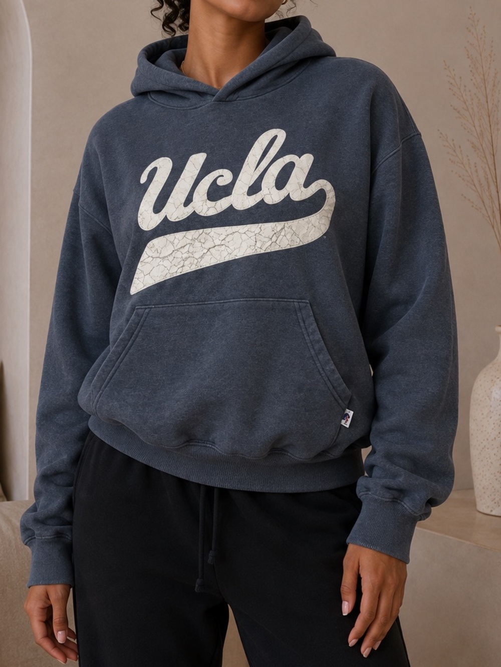 Vintage UCLA Script Hoodie Sweatshirt - Slate Blue